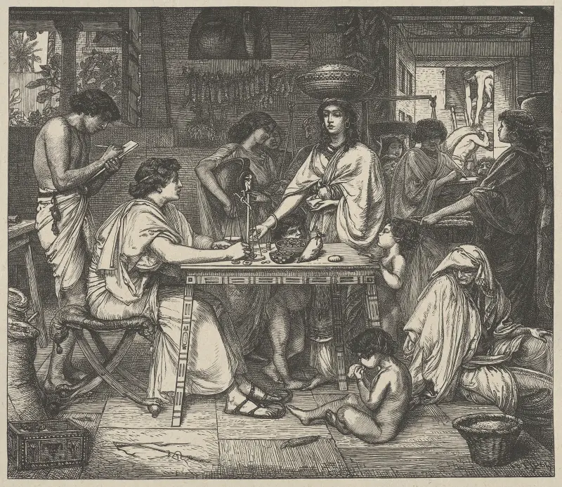 Joseph verteilt Getreide von Edward John Poynter