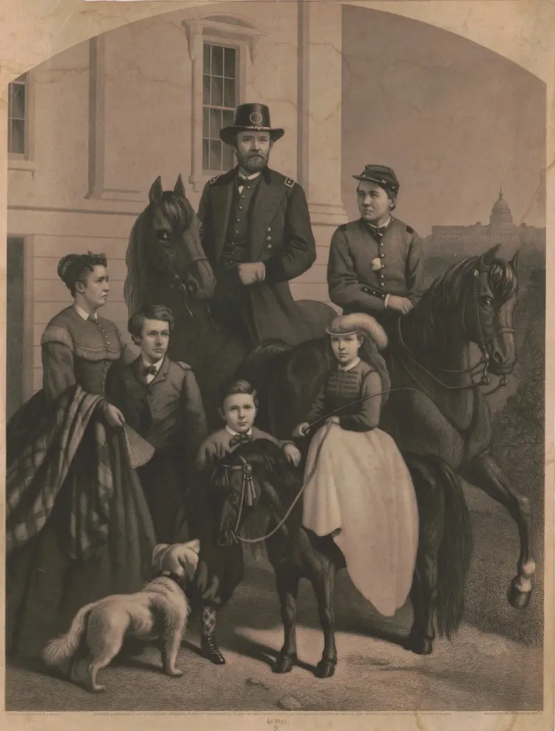 General Grant & his family av John Sartain