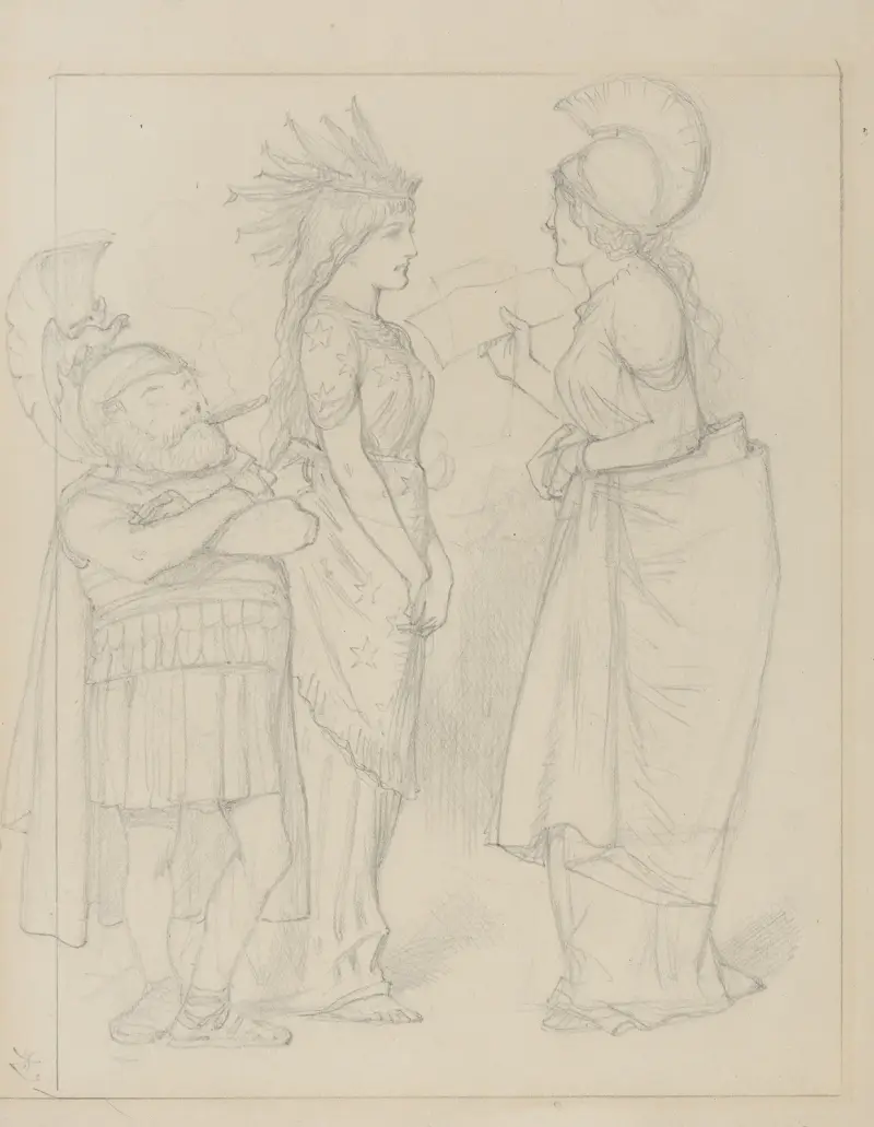 Britannia och Columbia med Ulysses S. Grant av Sir John Tenniel
