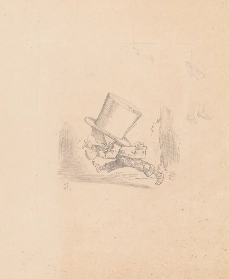 Drawing of the Hatter running av Sir John Tenniel