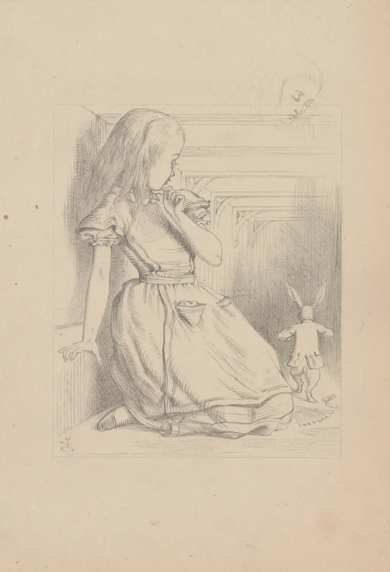 Drawing of the Rabbit Scurried av Sir John Tenniel