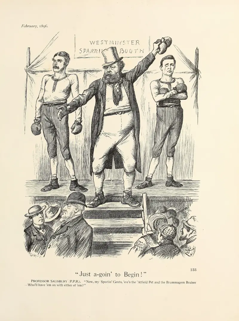 ‘Just a-goin’ to Begin!’ av Sir John Tenniel