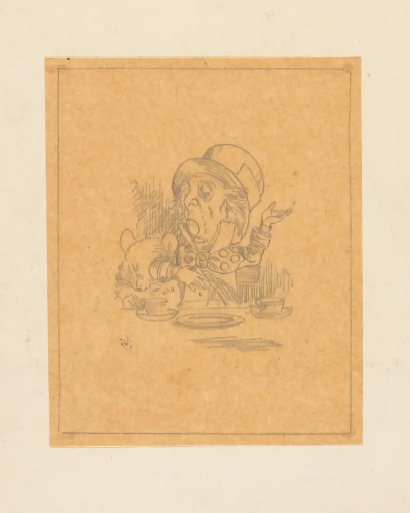 Tracing of the Hatter engaging in rhetoric av Sir John Tenniel