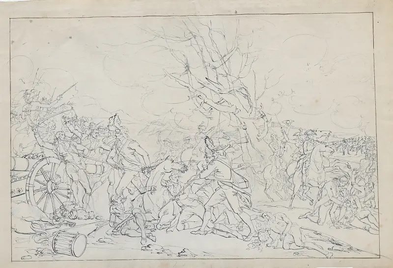 Death of General Mercer [Sketch for The Battle of Princeton], 1786 – nr 2 av John Trumbull