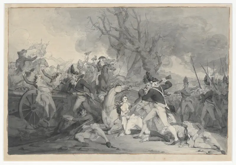 Death of General Mercer [Sketch for The Battle of Princeton] 3 av John Trumbull