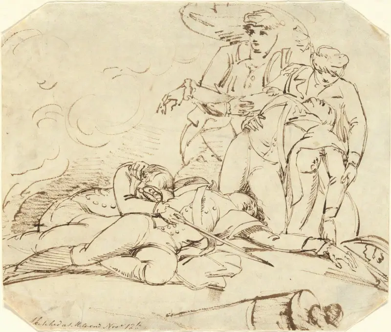 Death of General Montgomery in the Attack on Quebec, 31 December 1775 av John Trumbull