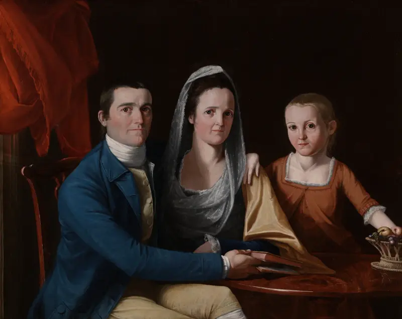 Jonathan Trumbull Jr med fru Trumbull (Eunice Backus) och Faith Trumbull av John Trumbull
