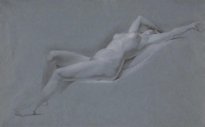 Liggande nakenstudie, framifrån av John Trumbull