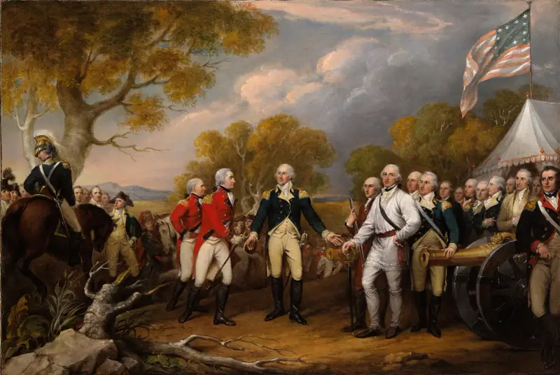 General Burgoynes kapitulation vid Saratoga, 16 oktober av John Trumbull