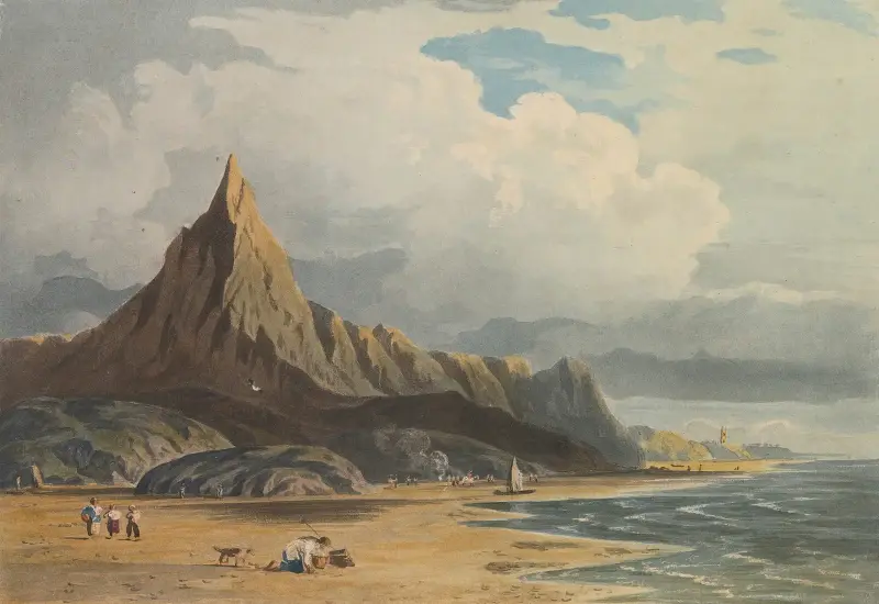 Figurer på stranden vid Barmouth, Nordwales av John Varley
