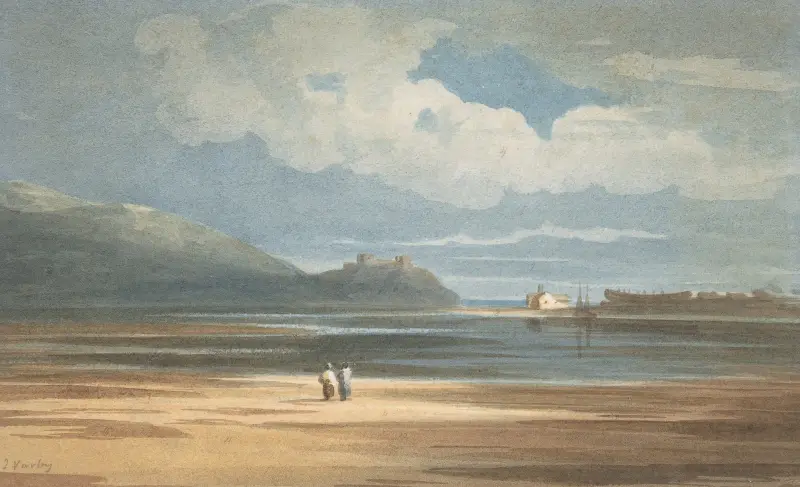 Harlech Castle across the Traeth Mawr av John Varley