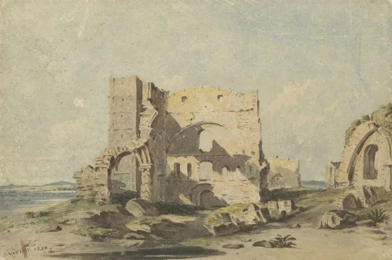 Lindisfarne Abbey op Holy Island, Northumberland av John Varley
