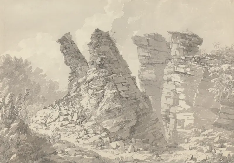 Hob Thursts Houses, Monsoldale, Derbyshire av John Webber