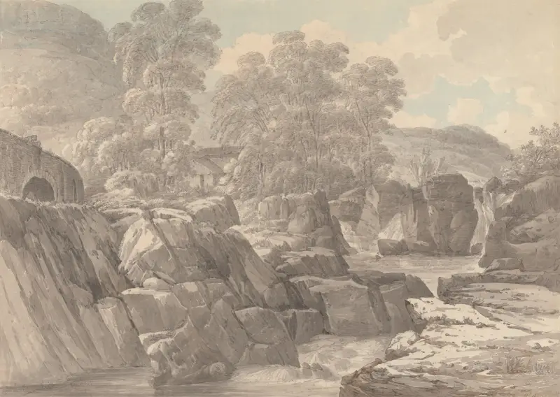 Pont-y-Pair on the River Llugwy near Betws-y-Coed, Denbigh av John Webber