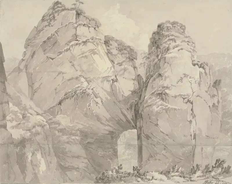 Blick von Renard's Hole, Dovedale, Derbyshire, 1789 von John Webber