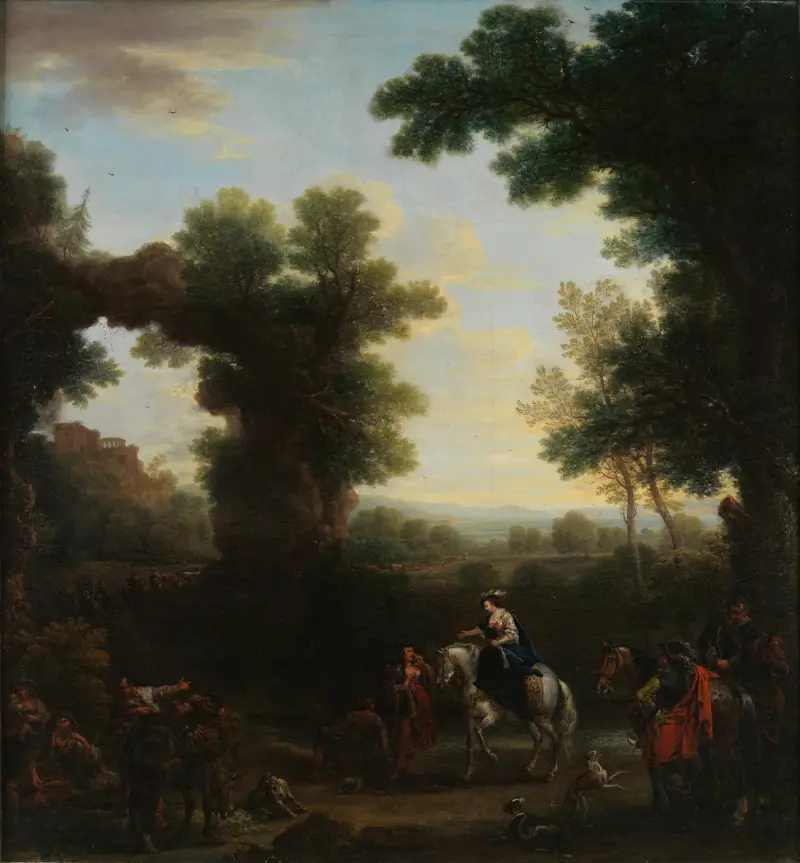 Klassische Landschaft mit Zigeunern von John Wootton