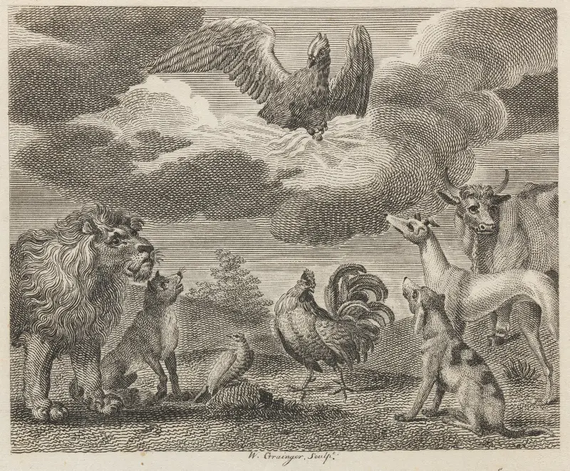 Fable IV. The Eagle and the Assembly of Animals av John Wootton