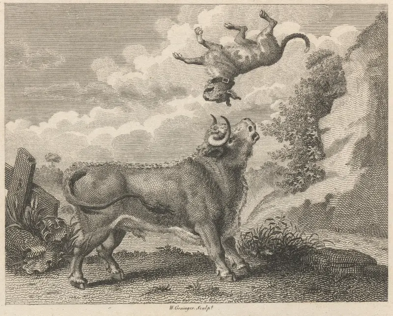 Fabel IX. Tjuren och mastiffen av John Wootton