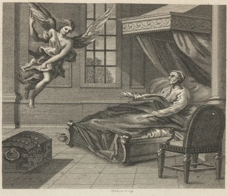 Fable XXVII. The Sick Man and the Angel av John Wootton