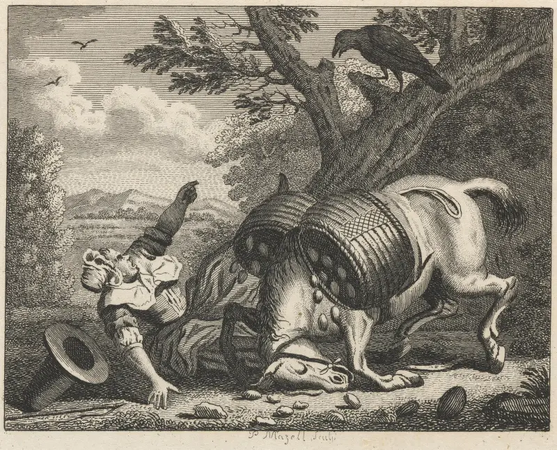 Fabel XXXVII. Die Bäuerin und der Rabe von John Wootton
