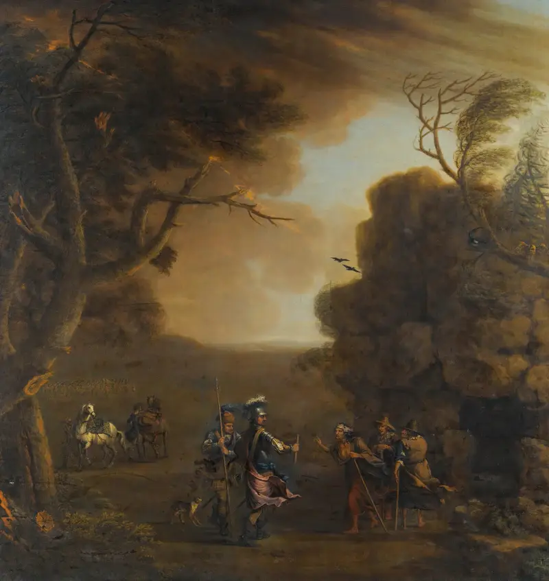 Macbeth och Banquo med de tre häxorna av John Wootton
