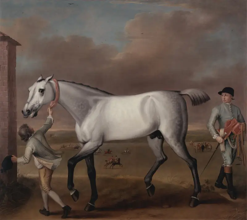 The Duke of Hamilton’s Grey Racehorse ‘Victorious’ at Newmarket av John Wootton
