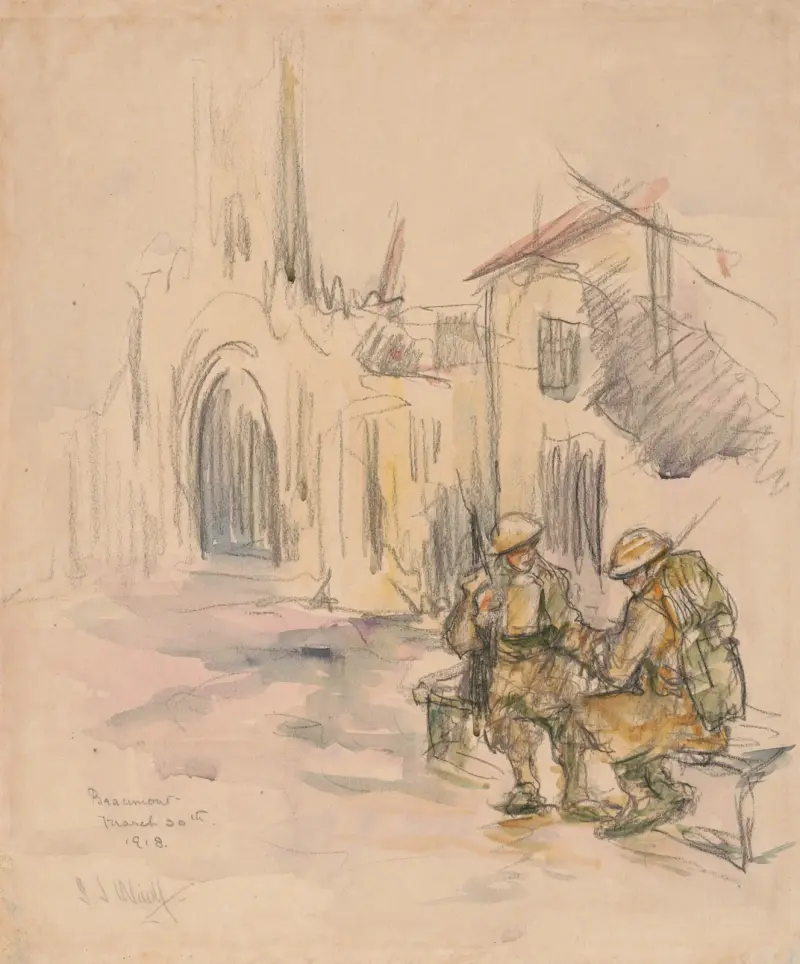 Soldiers Outside a Church av Samuel Johnson Woolf