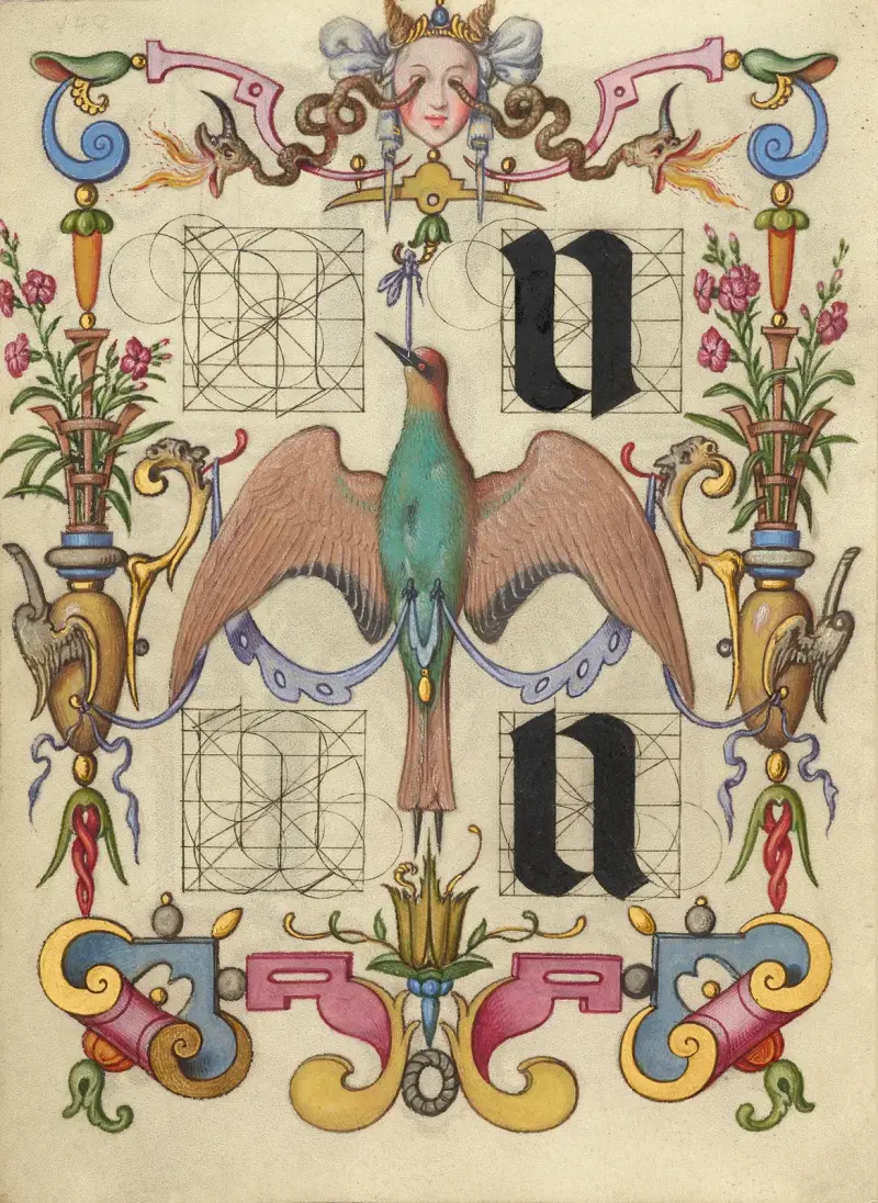 Guide for Constructing the Letters u and v av Joris Hoefnagel