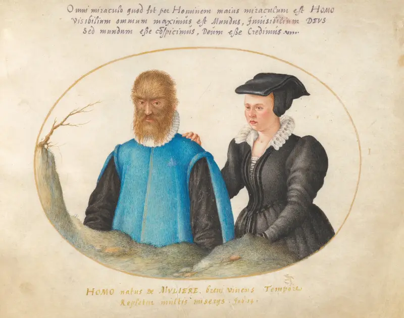 Plate 01; Pedro González (Petrus Gonsalvus) and His Wife, Catherine av Joris Hoefnagel