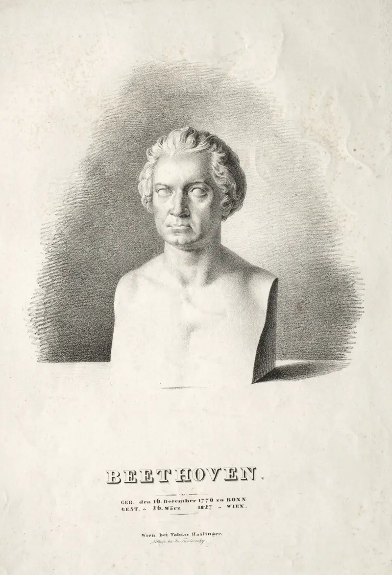 Bust of Ludwig van Beethoven av Josef Kriehuber