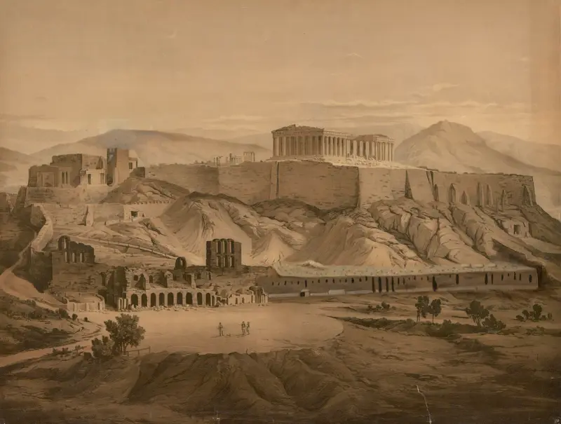 Akropolis i Aten, södra sidan av Josef Langl