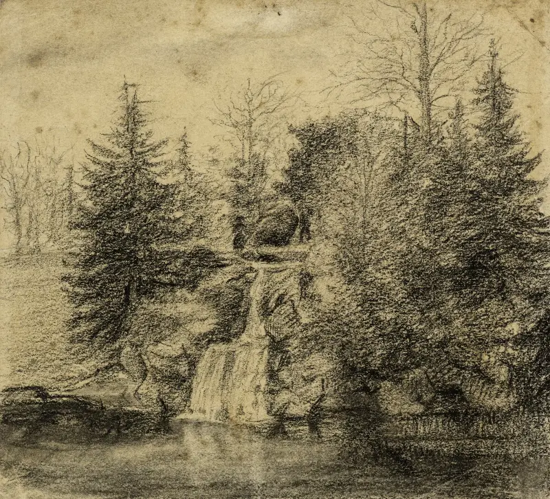 Vattenfallet i Bois de Boulogne av Arthur-Joseph Gueniot