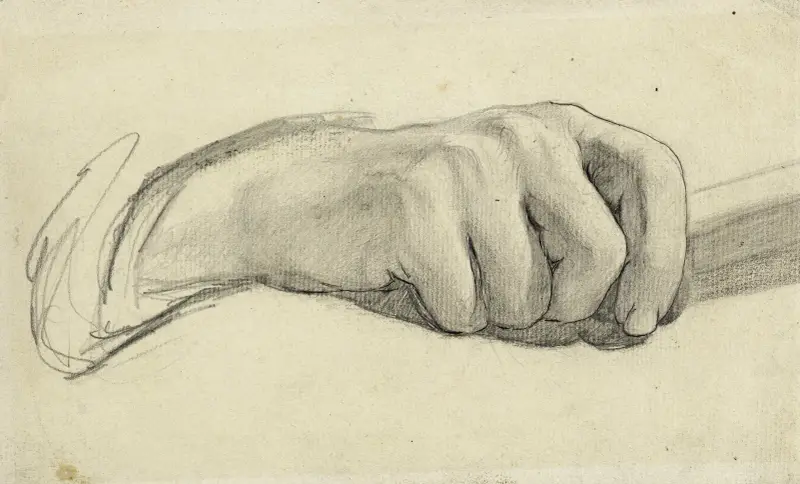 Anatomisk studie. Höger hand som håller en stav av Arthur-Joseph Gueniot