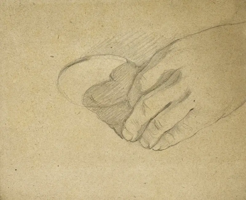 Anatomisk studie. Vänster hand med skugga av Arthur-Joseph Gueniot