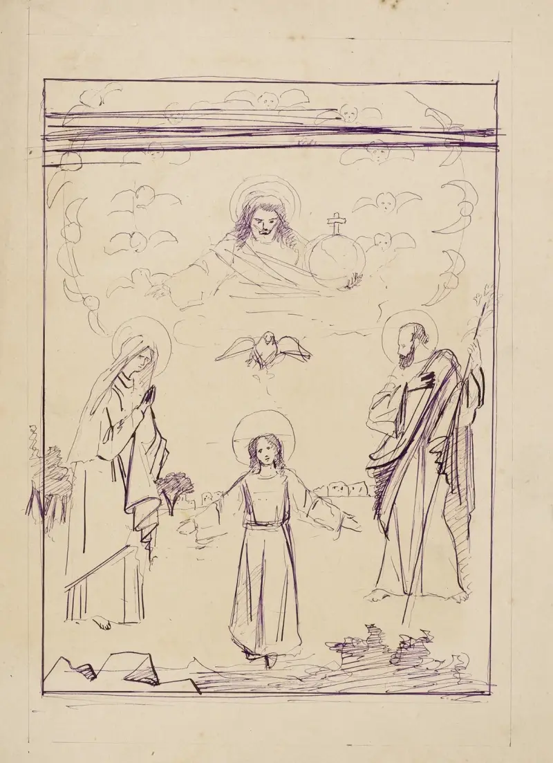 Förstudie till en tavla med den heliga familjen av Arthur-Joseph Gueniot