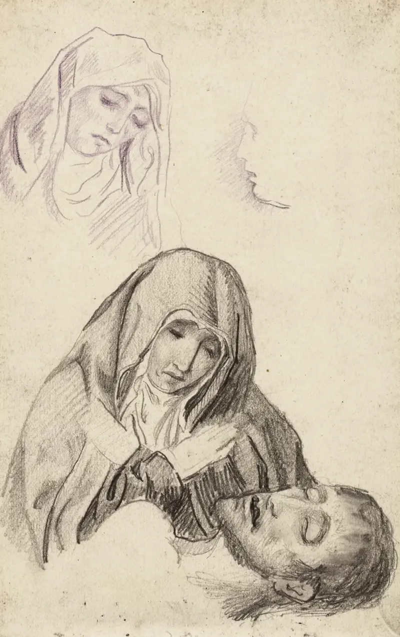 Studie für eine Pietà mit Wiederverwendung des Gesichts der Jungfrau von Arthur-Joseph Gueniot