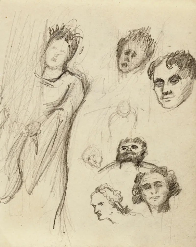 Studieblad med åtta figurer av Arthur-Joseph Gueniot