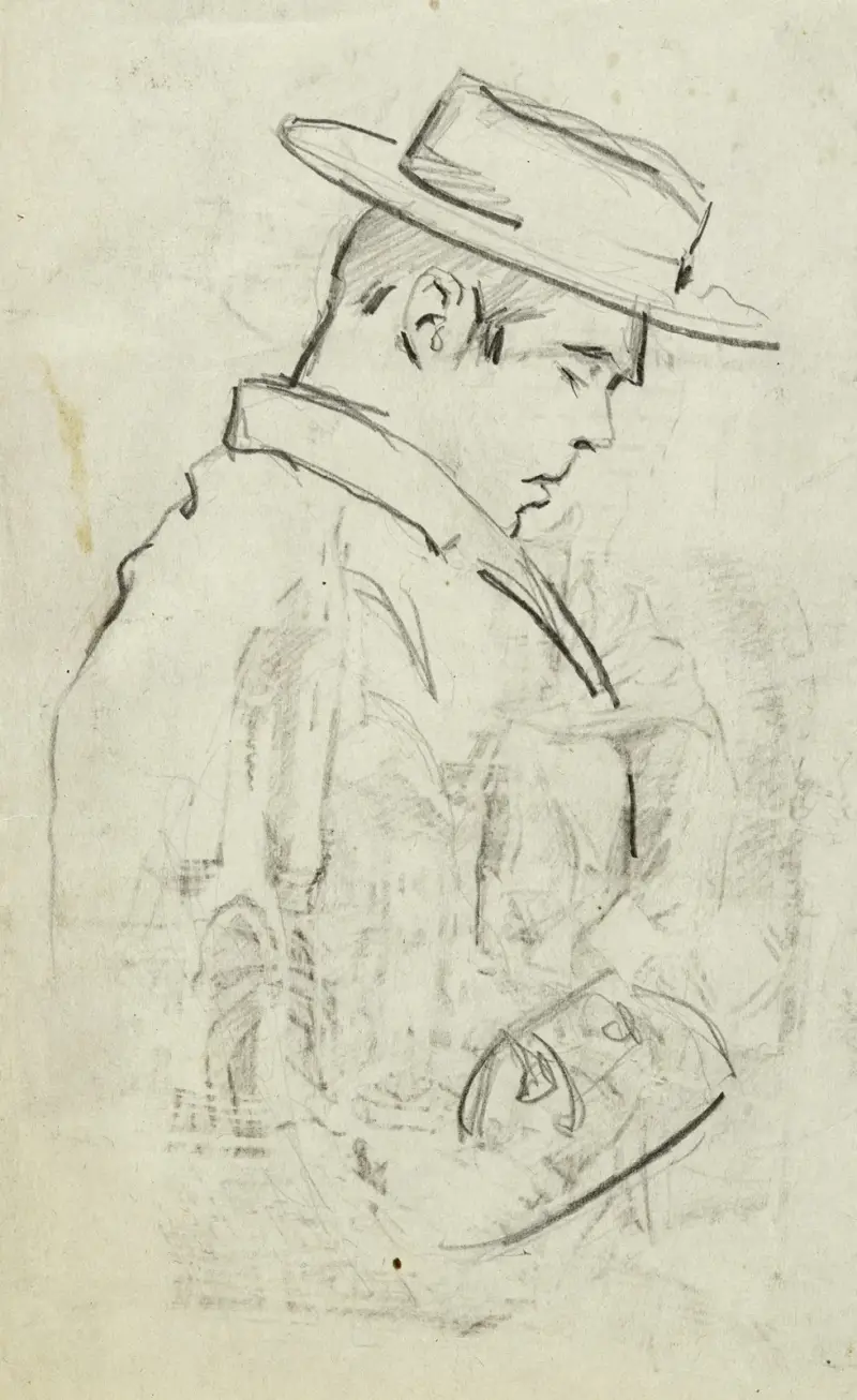 Byst av en man med hatt, i profil mot höger (Pierre Trénit) av Arthur-Joseph Gueniot