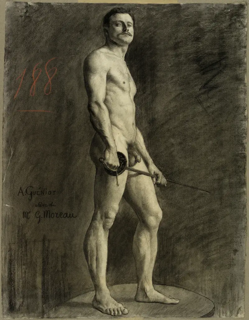 L’escrimeur nu, modèle d’atelier av Arthur-Joseph Gueniot