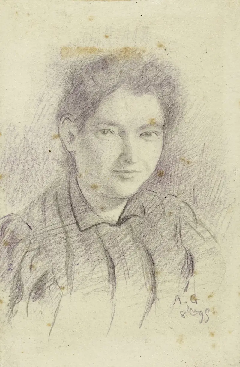 Portrait de femme en buste, de trois-quarts vers la droite av Arthur-Joseph Gueniot