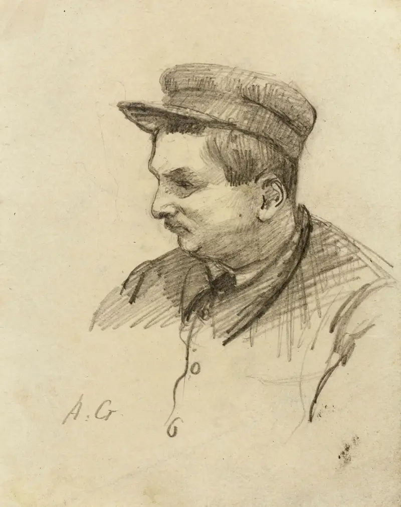 Porträtt av man med keps av Arthur-Joseph Gueniot