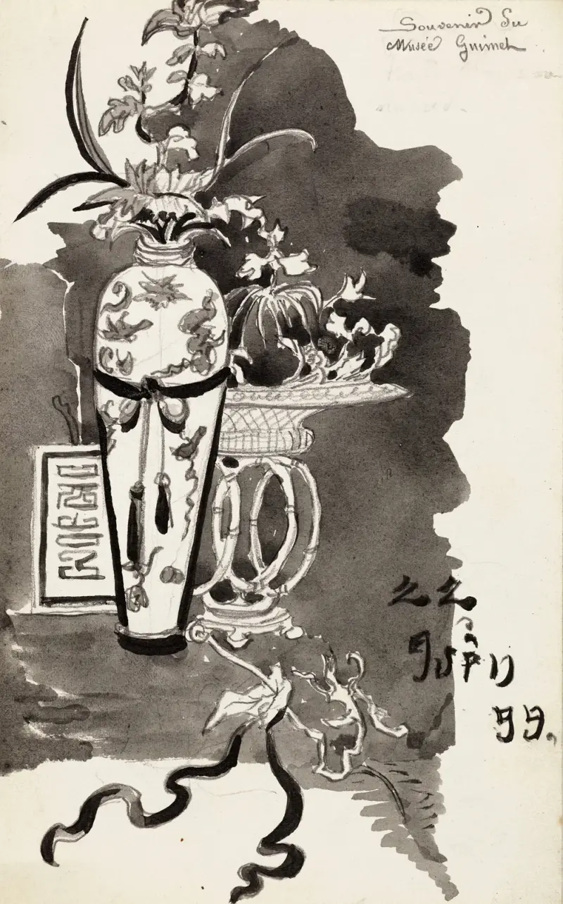 Orientaliska vaser med blommor av Arthur-Joseph Gueniot