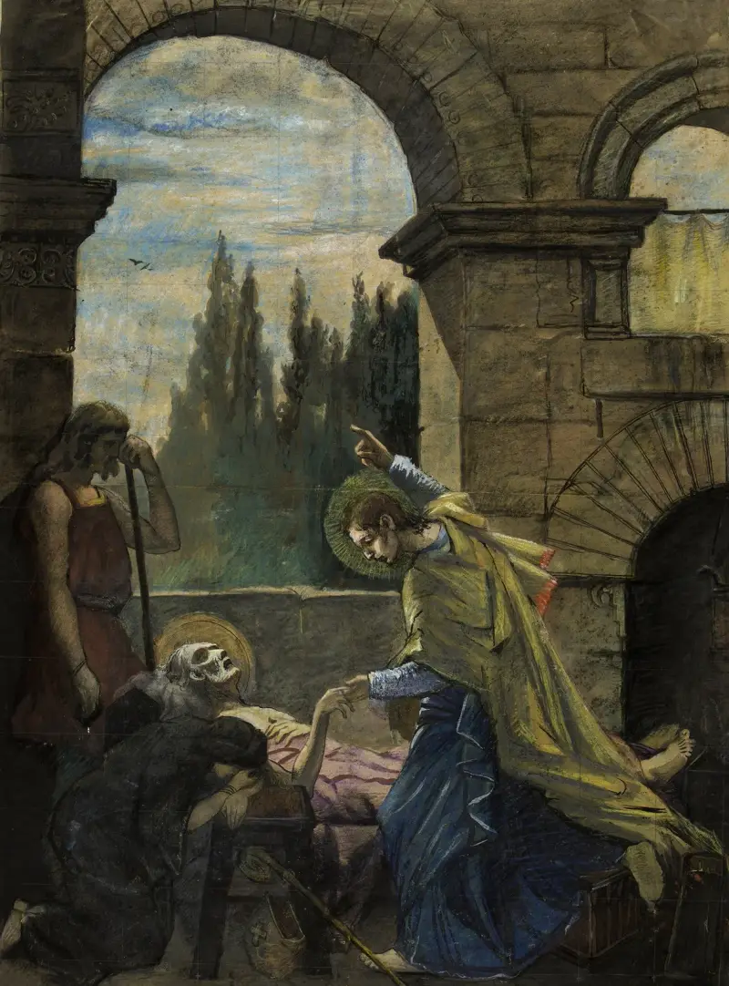 Sankt Petrus vid sankt Hilarius dödsbädd av Arthur-Joseph Gueniot