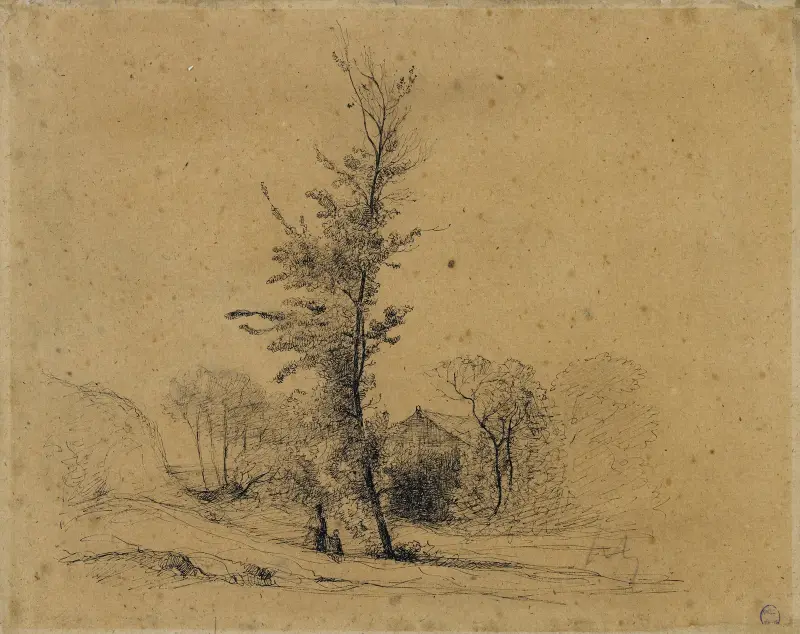 Stuga bland träden av Henri-Joseph Harpignies