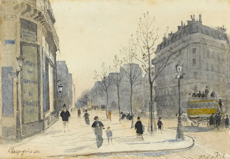Le boulevard Saint-Germain à Paris av Henri-Joseph Harpignies