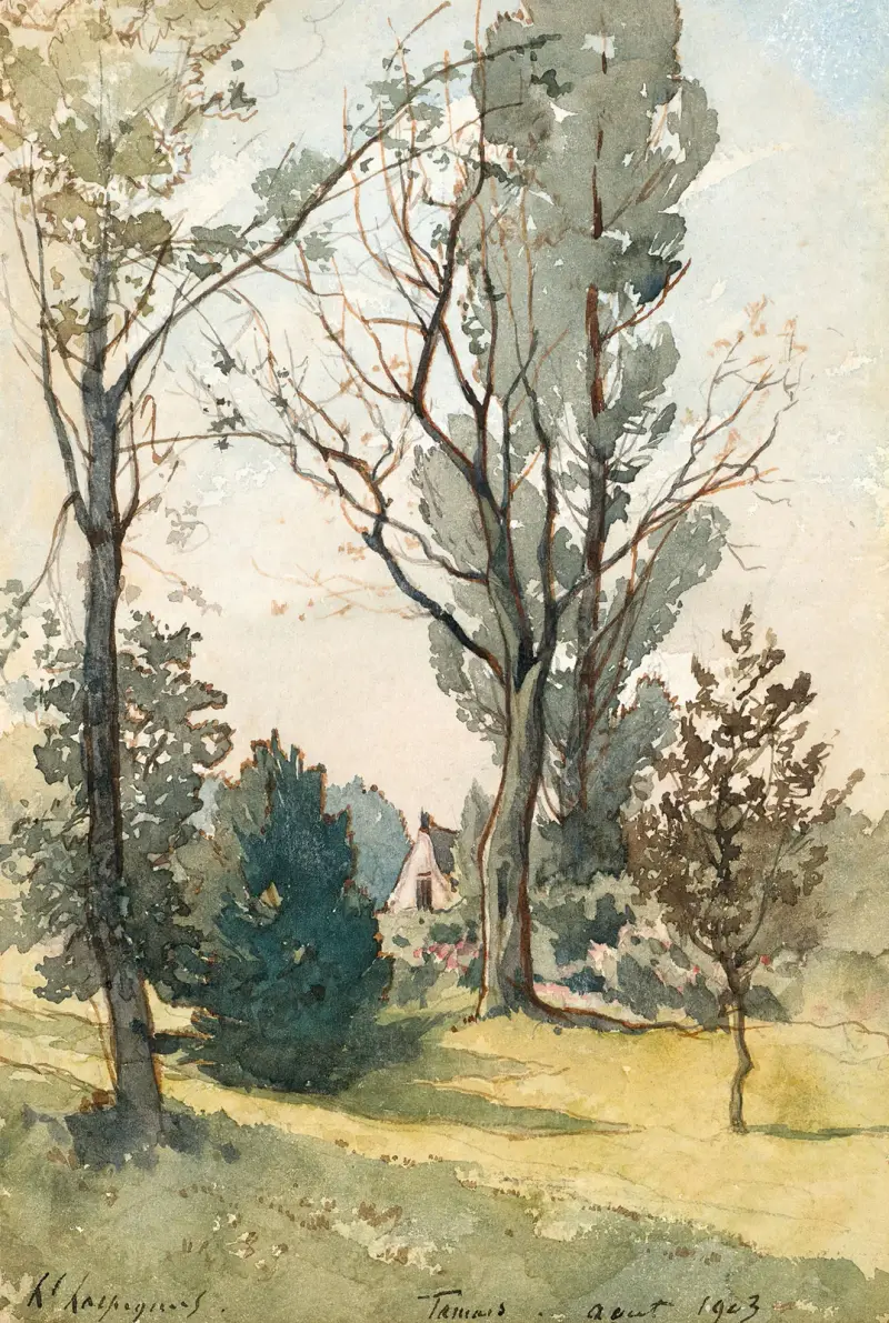 Hus i skogen vid Famars av Henri-Joseph Harpignies