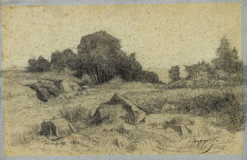 Landskap vid Marlotte (Fontainebleau) av Henri-Joseph Harpignies