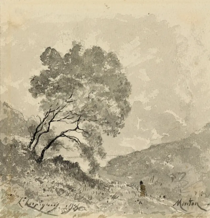Landskap från Menton av Henri-Joseph Harpignies
