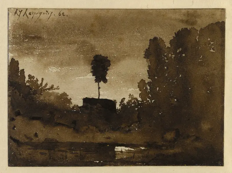 Nattlandskap av Henri-Joseph Harpignies