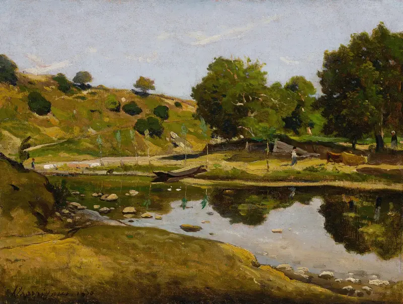 Soligt landskap av Henri-Joseph Harpignies
